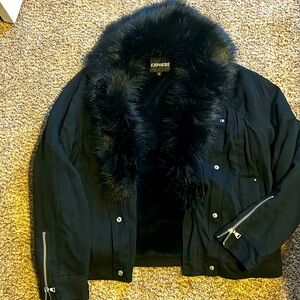Black jacket with fur